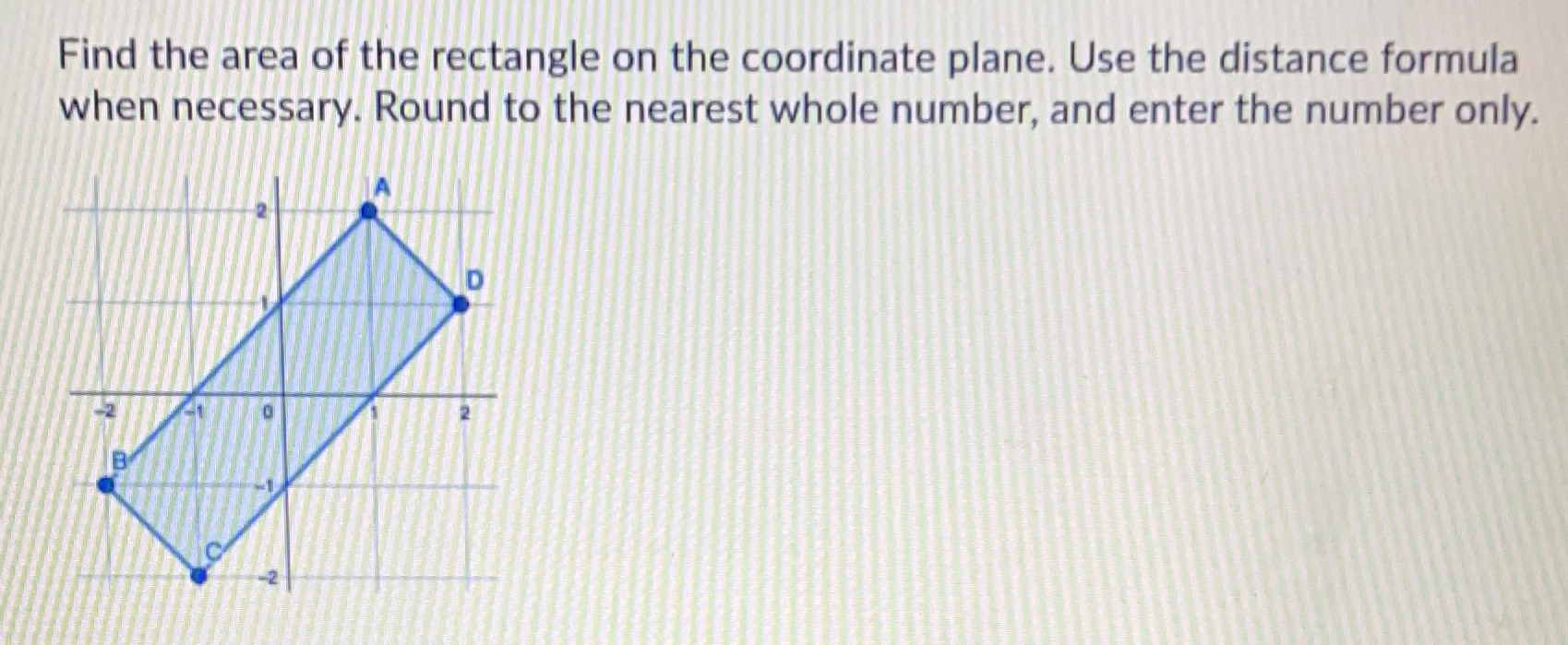 Find the area of the rectangle on the coordinate