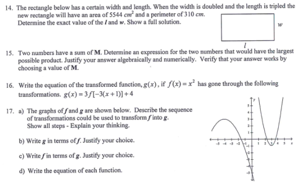 14. The rectangle below has a certain width and