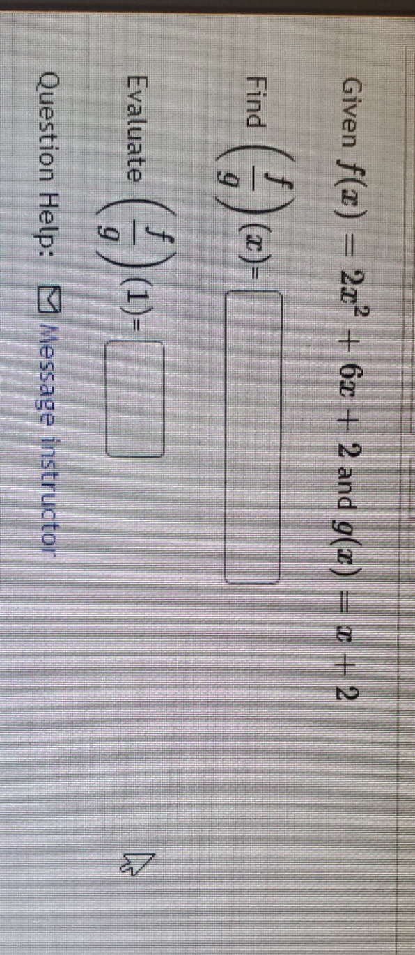 polynomial function homework Given f(x) = 2x + 6x
