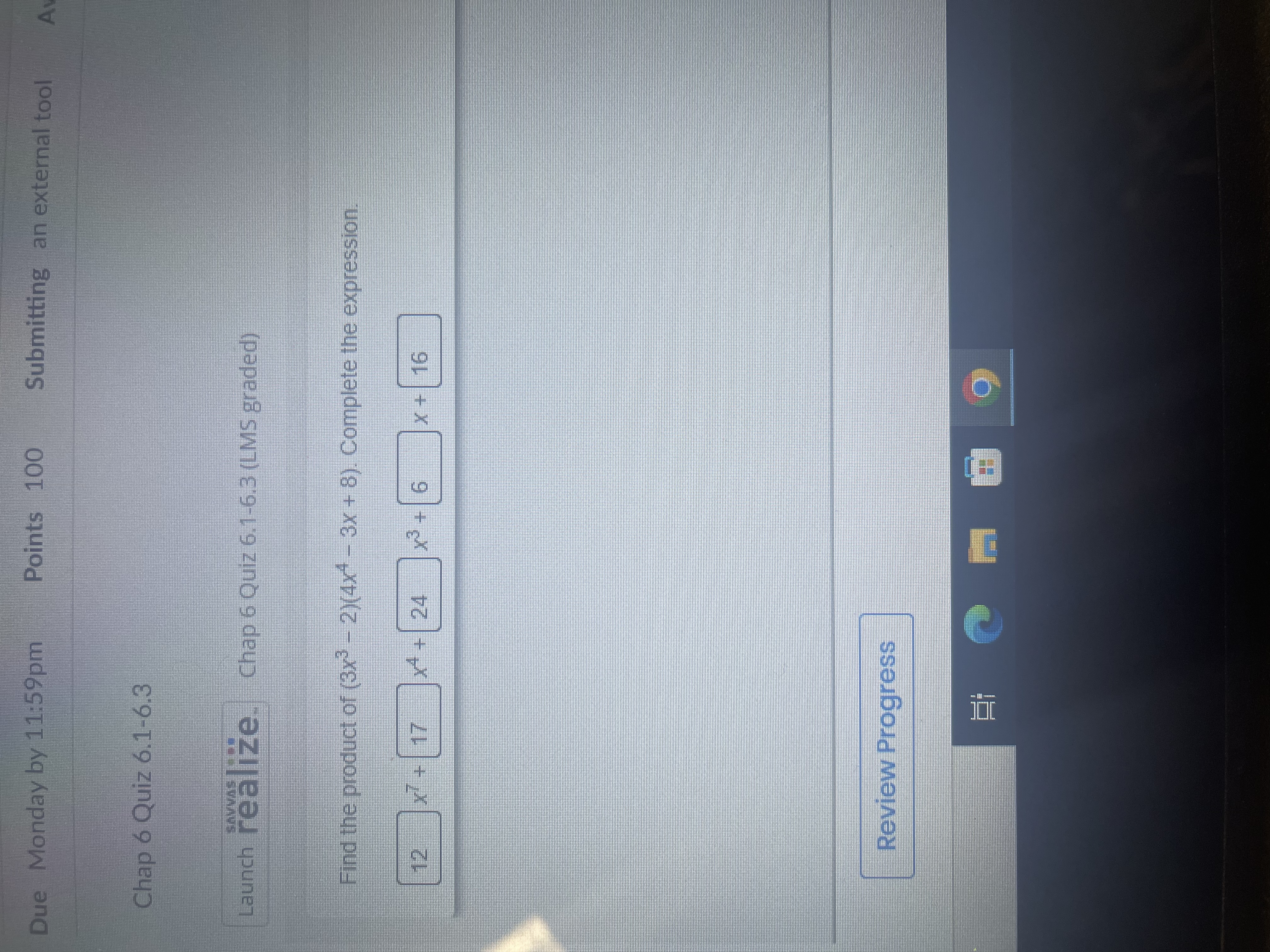 Due Monday by 11:59pm Points 100 Submitting an