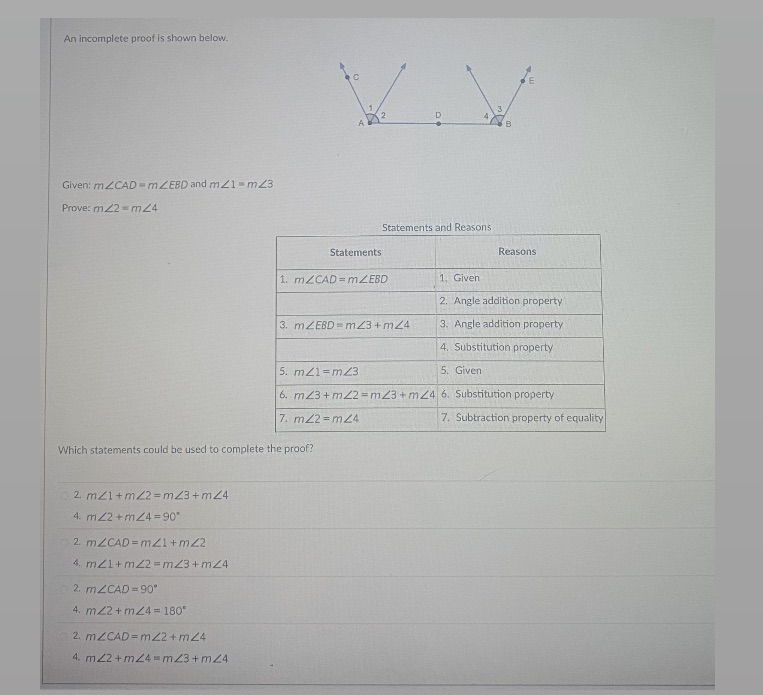 which statements could be used to complete the
