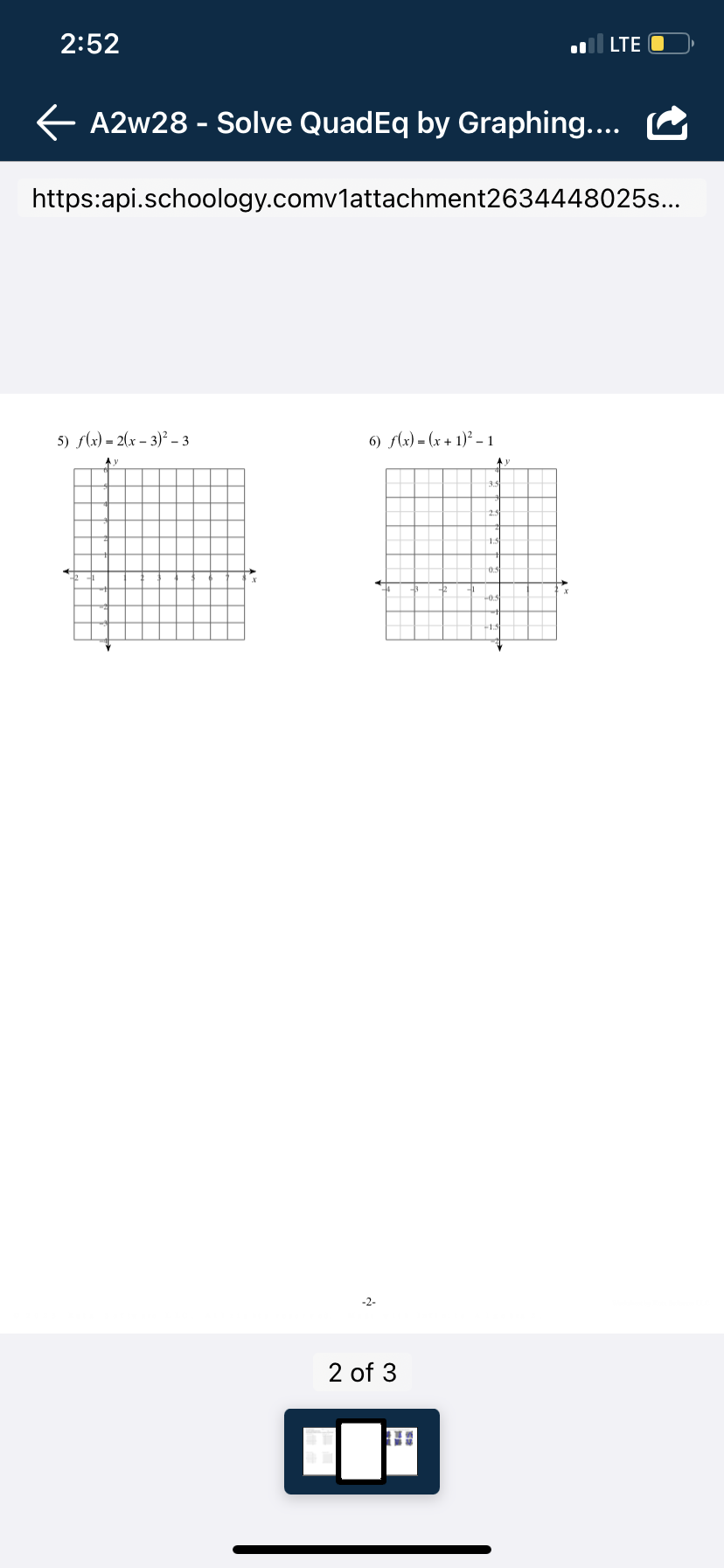 2:52 LTE O A2w28 - Solve QuadEq by Graphing....