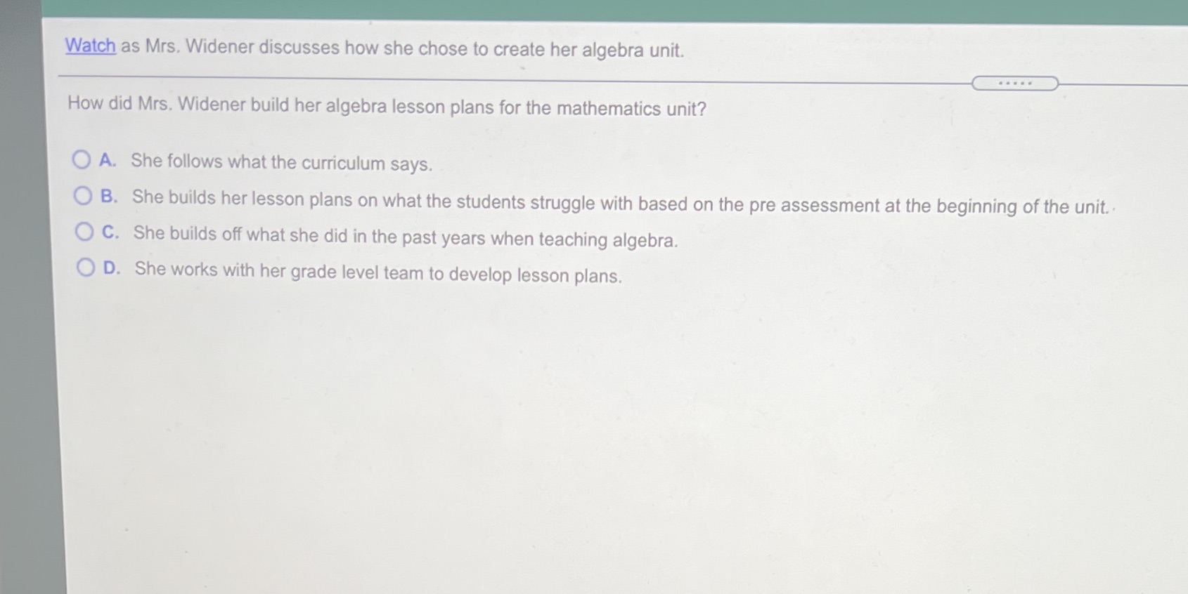 Was Mrs. Widener discusses how she chose to