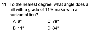 How do I answer this? 11. To the nearest degree,