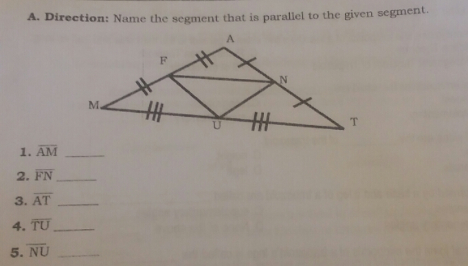 answer 1-5 A. Direction: Name the segment that is
