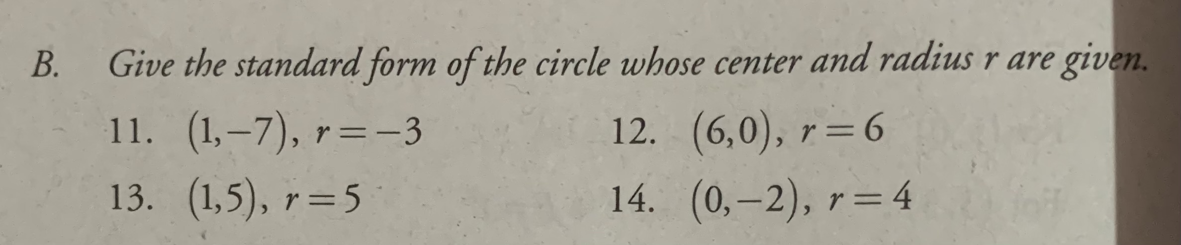 C. Write the equation of the circle in general