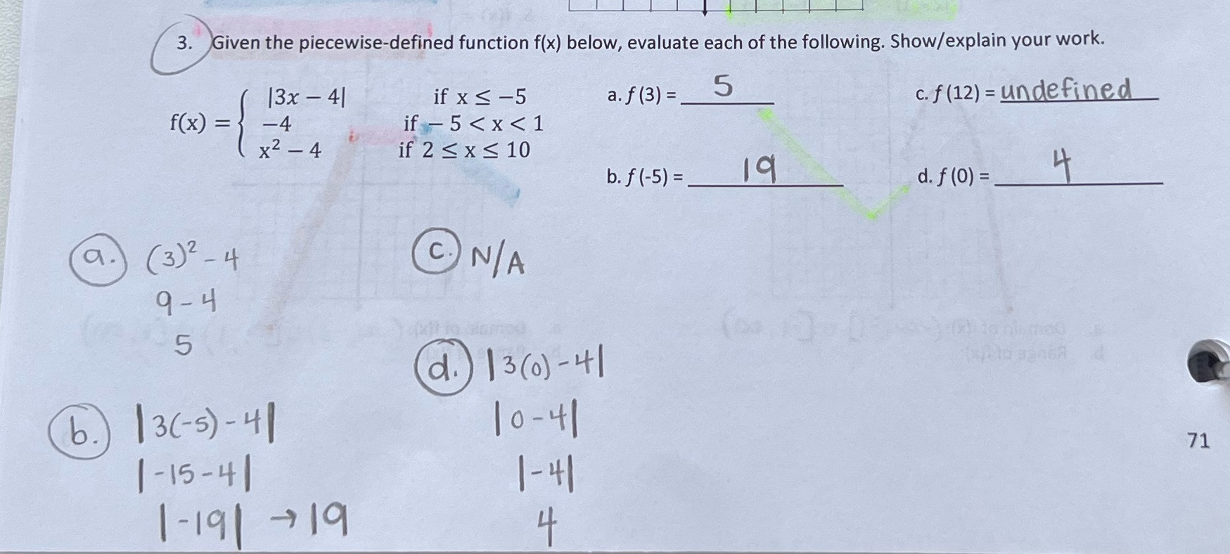 Please check my work for #3 parts A-D. Thank you.