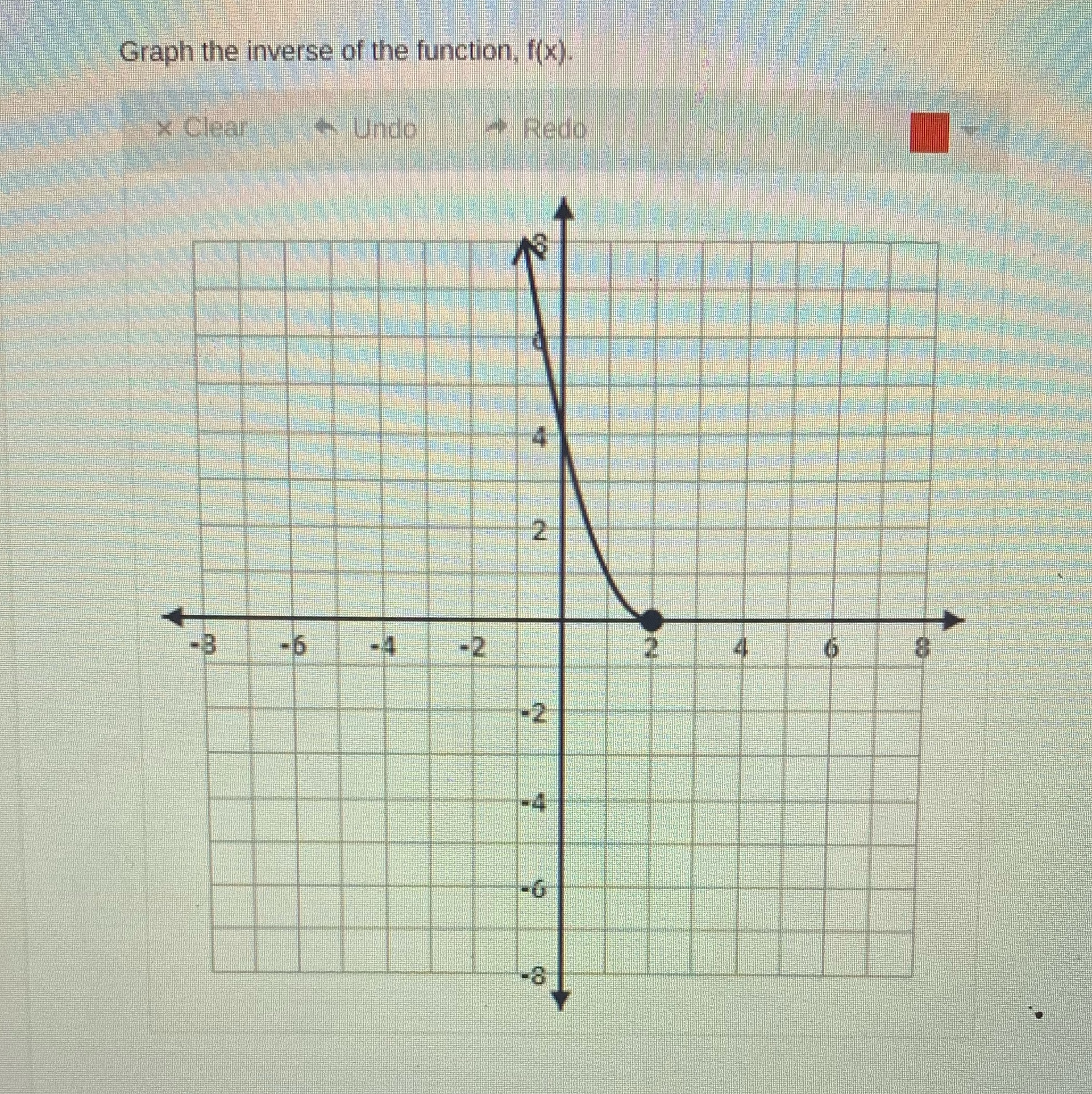 Graph the inverse of the function. f(x) Clear