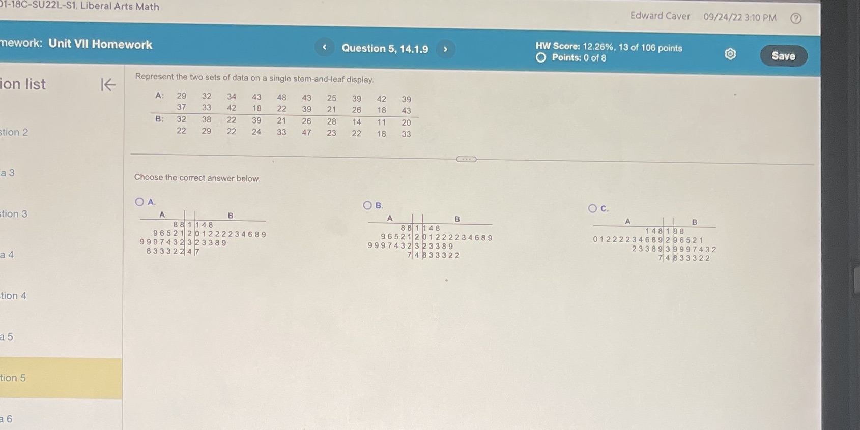 01-18C-SU22L-S1. Liberal Arts Math Edward Caver