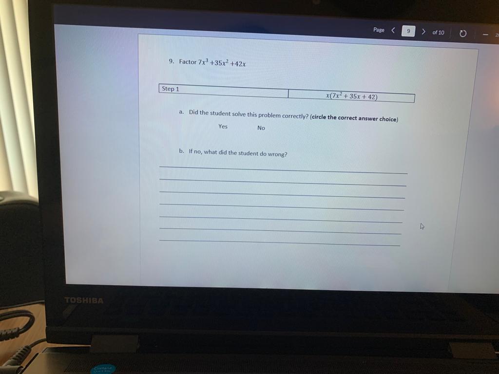 Page 9 of 10 9. Factor 7x3 +35x2 +42x Step 1