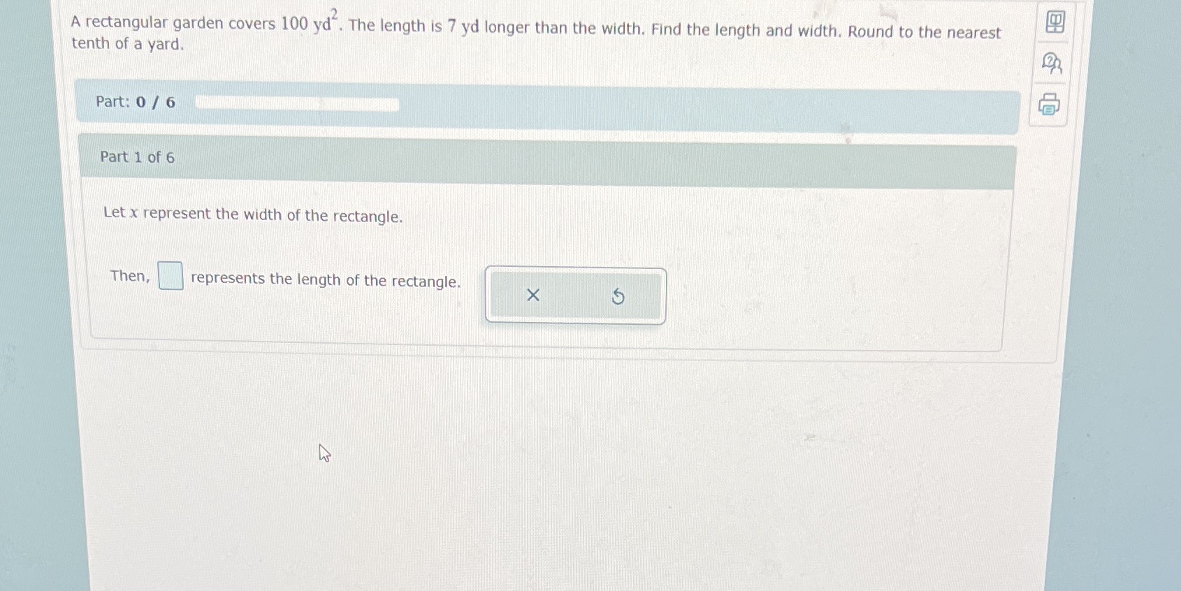 4 pt 1 A rectangular garden covers 100 yd". The