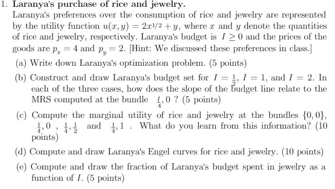 1. Laranya's purchase of rice and jewelry.