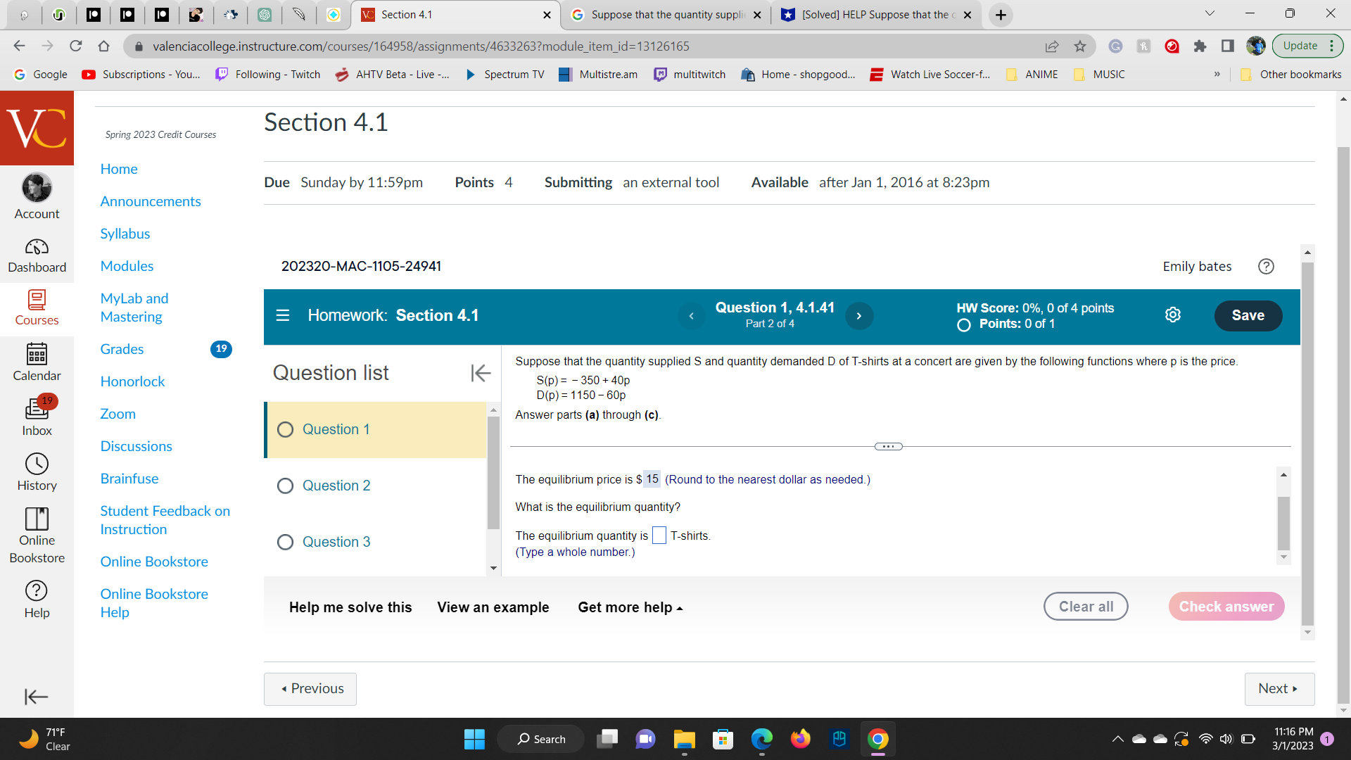 O Section 4.1 X G Suppose that the quantity