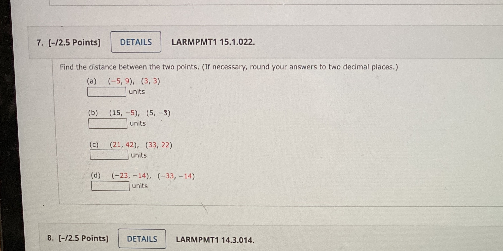 7. [-/2.5 Points] DETAILS LARMPMT1 15.1.022. Find