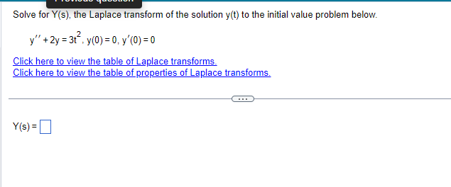 Solve for Y(s), the Laplace transform of the