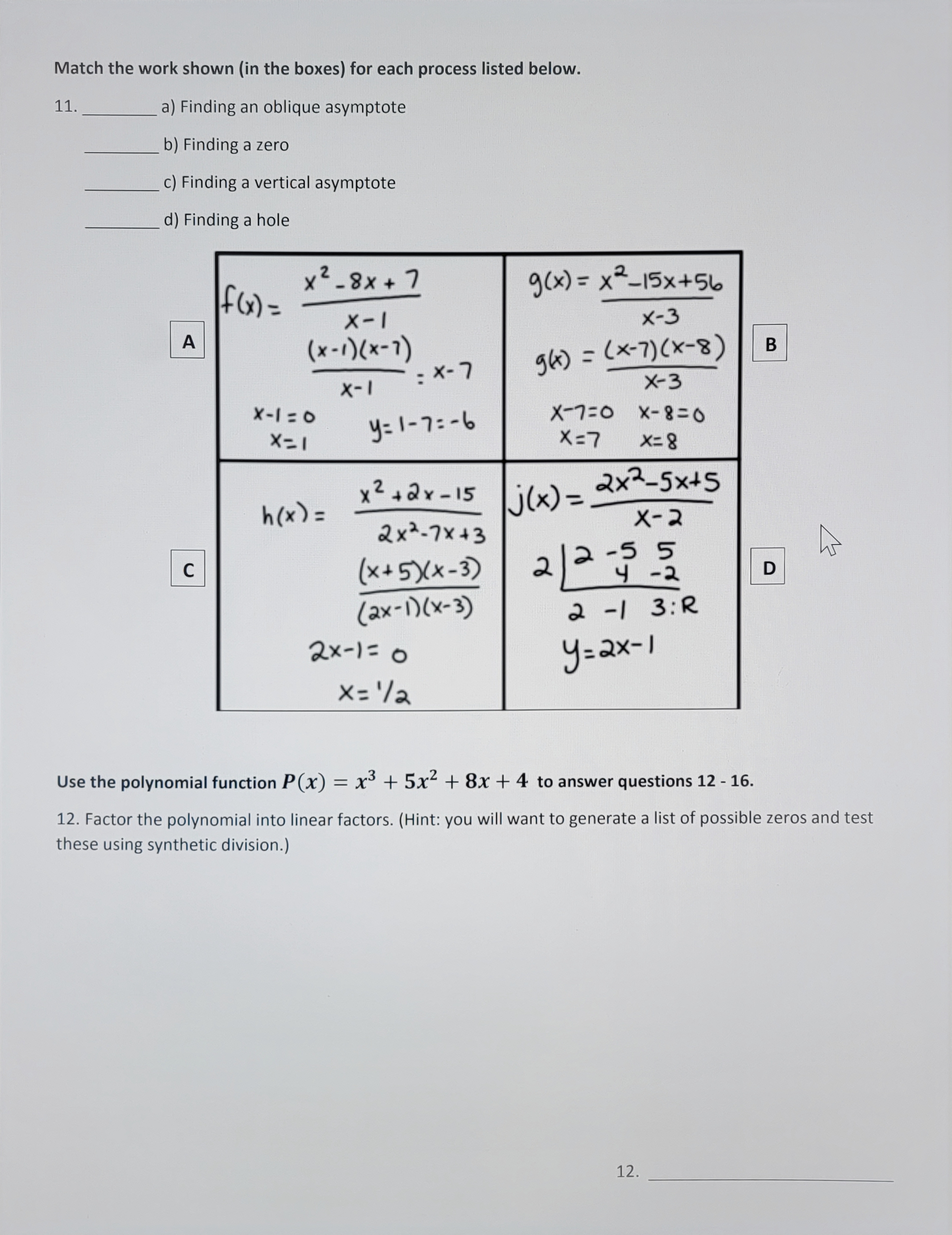 Name: Lab Polynomial and Rational Functions