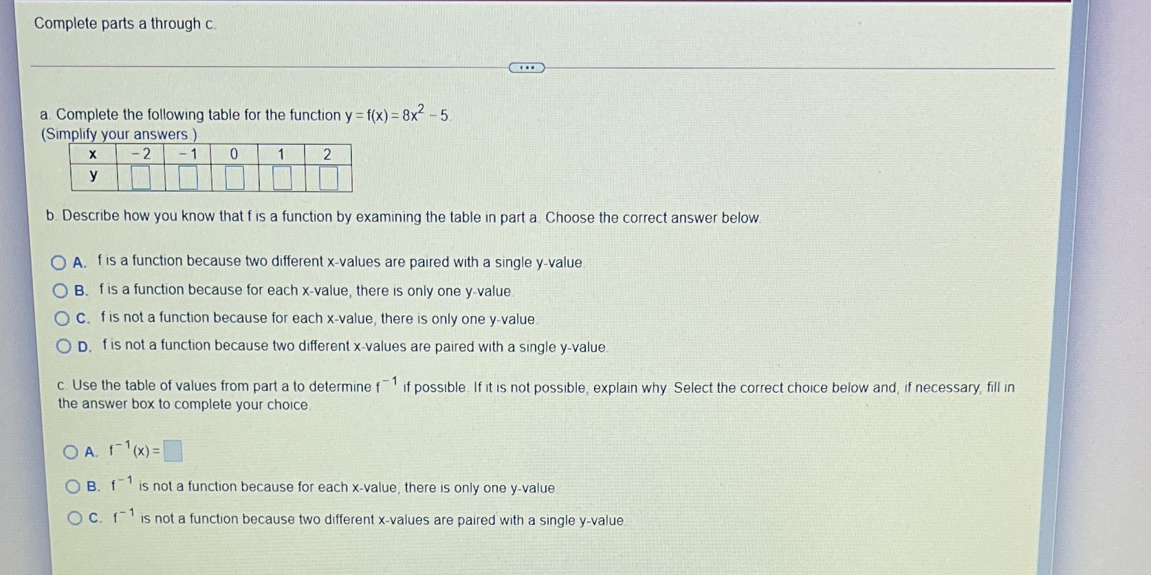 Complete parts a through c. a Complete the