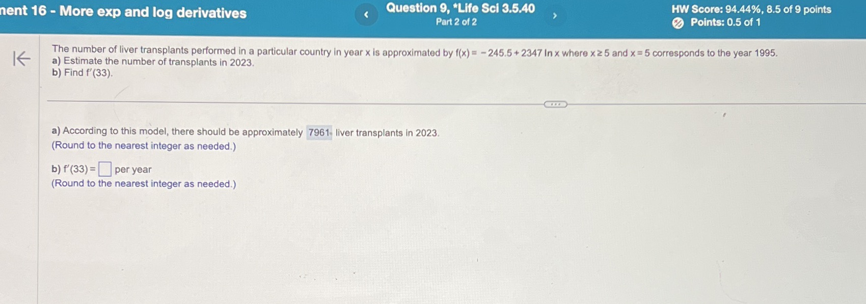 Need help with b.) nent 16 - More exp and log