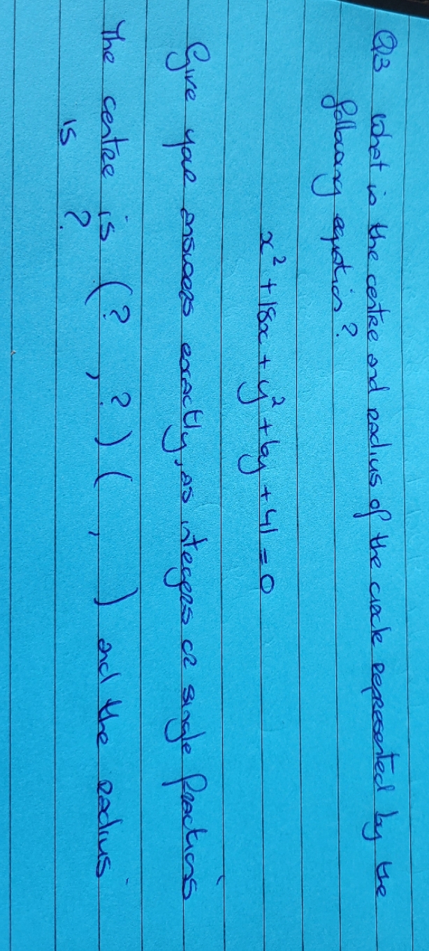 no extra detail 93 what is the centre and Radius