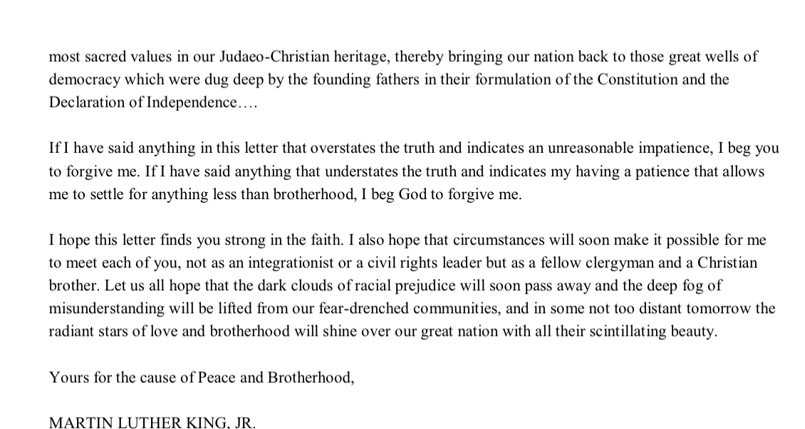 Letter From Birmingham City Jail Martin Luther