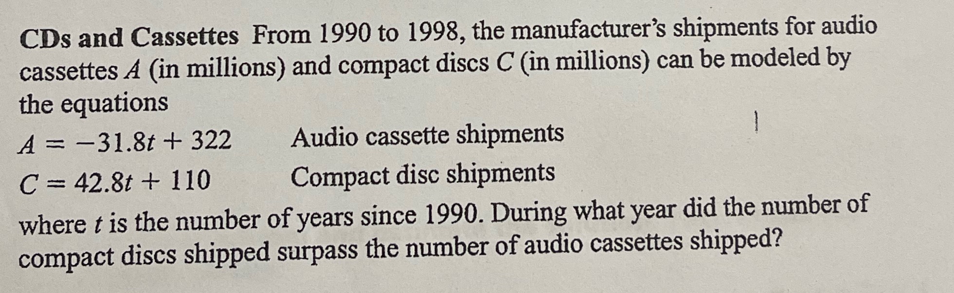 CDs and Cassettes From 1990 to 1998, the
