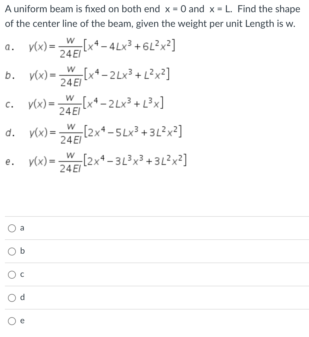A uniform beam is fixed on both end x = 0 and x =