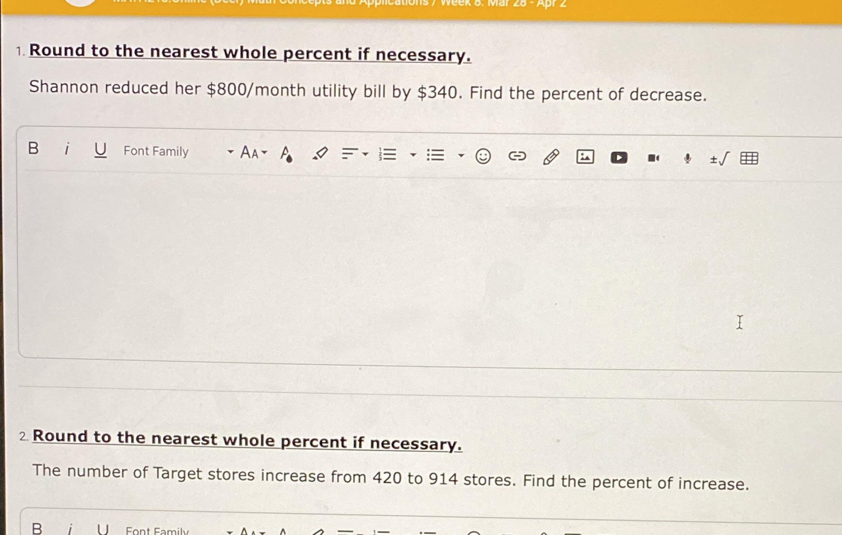 1. Round to the nearest whole percent if