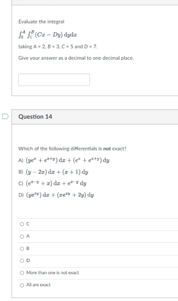 theese are mcqes plz give exact answer Evaluate