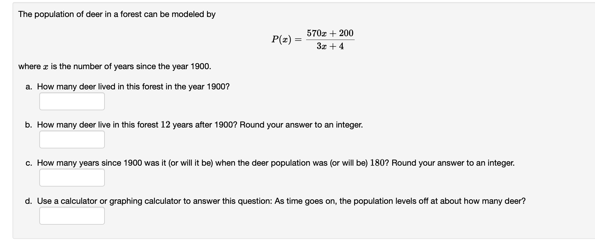 The population of deer in a forest can be modeled