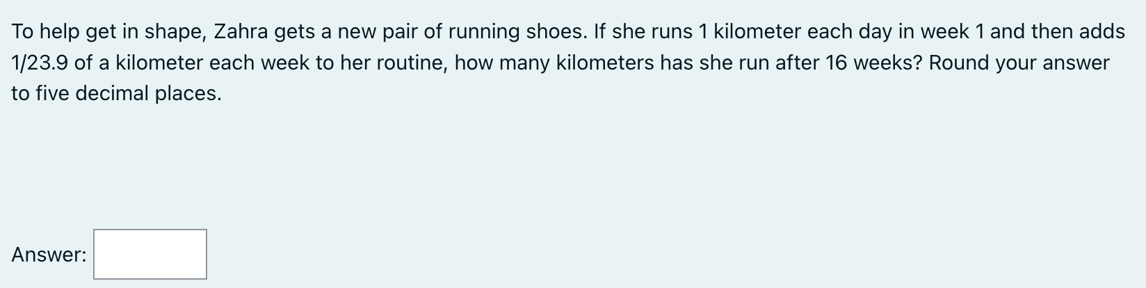 To help get in shape, Zahra gets a new pair of