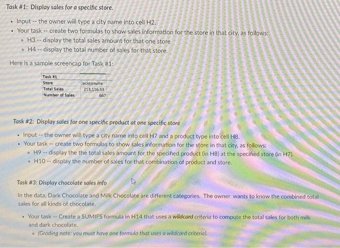 Task #1: Display sales for a specific store. .