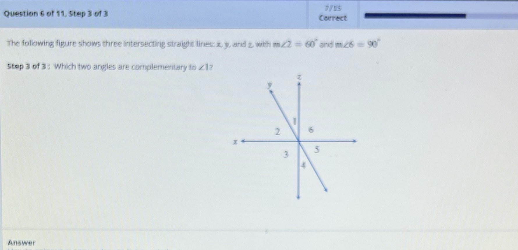 Question S of 11, Step 3 of 3 7/15 Correct The