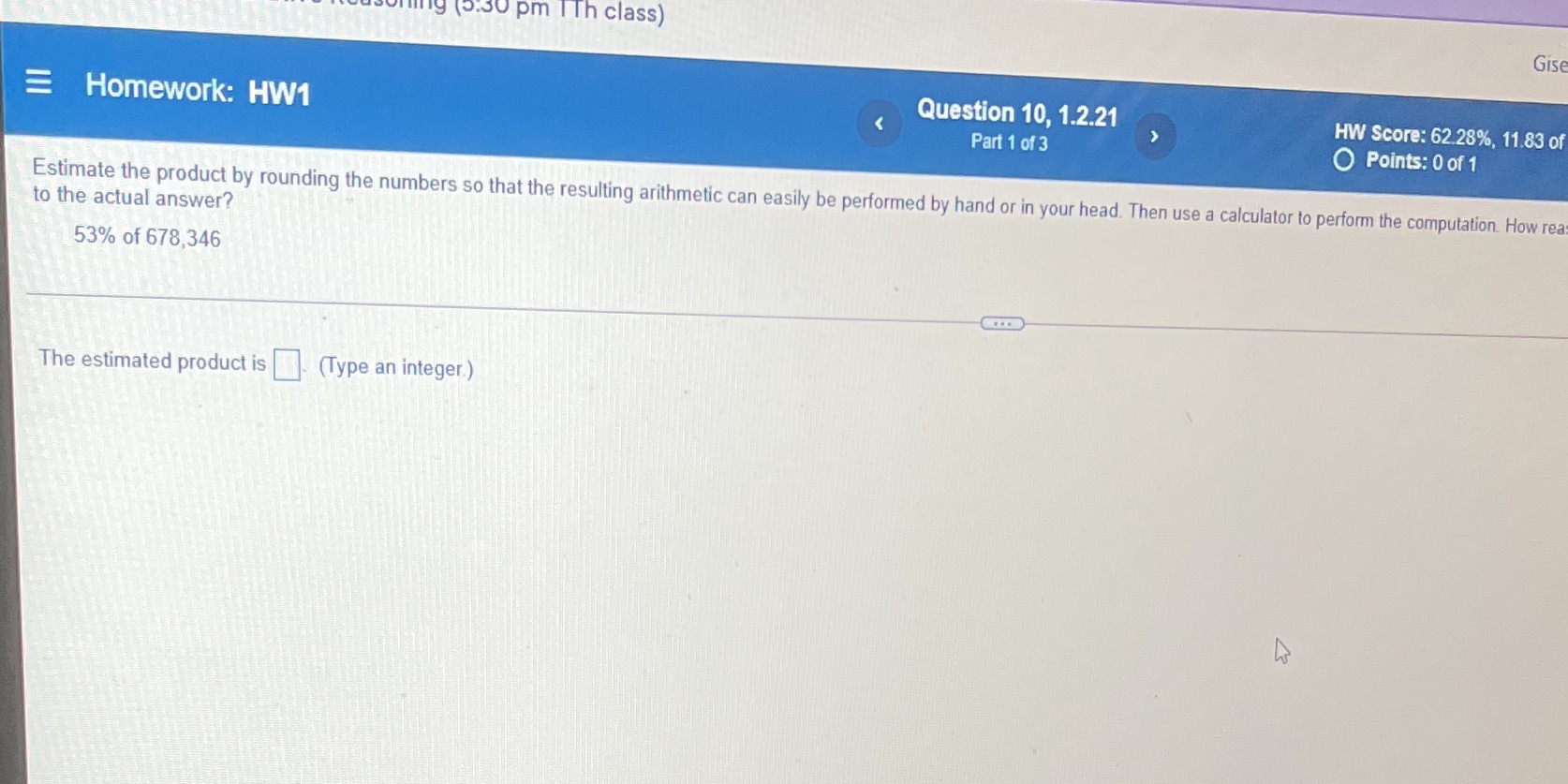 lig (5.30 pm Th class) Gise E Homework: HW1