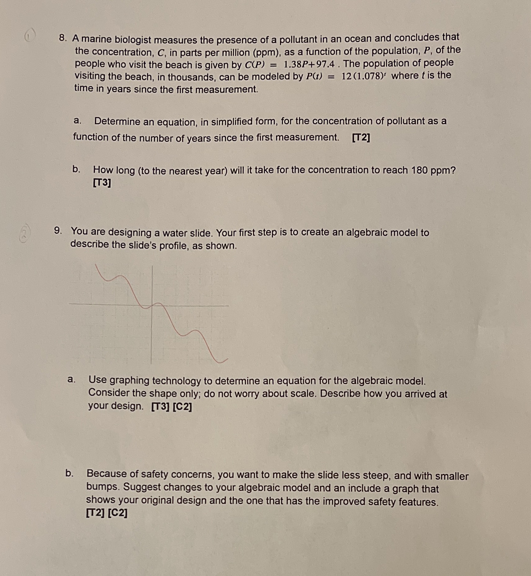 8. A marine biologist measures the presence of a