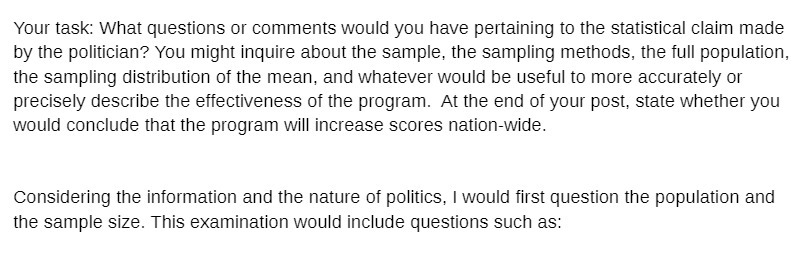 Your task: What questions or comments would you