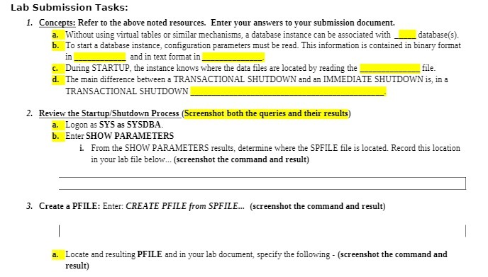Lab Submission Tasks: 1. Concepts: Refer to the