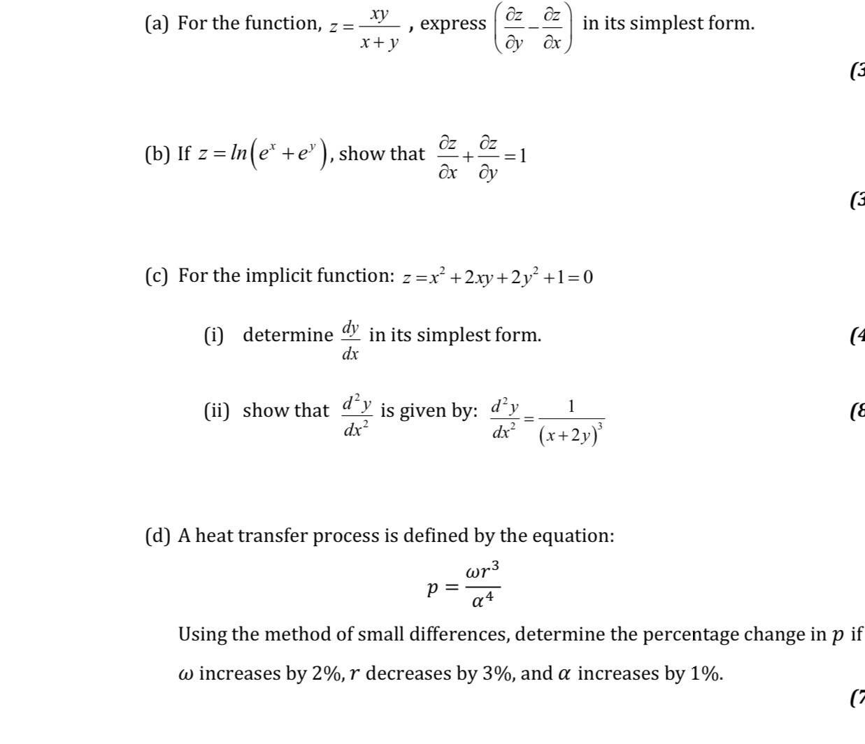(a) For the function, z= xy Oz express OZ in its