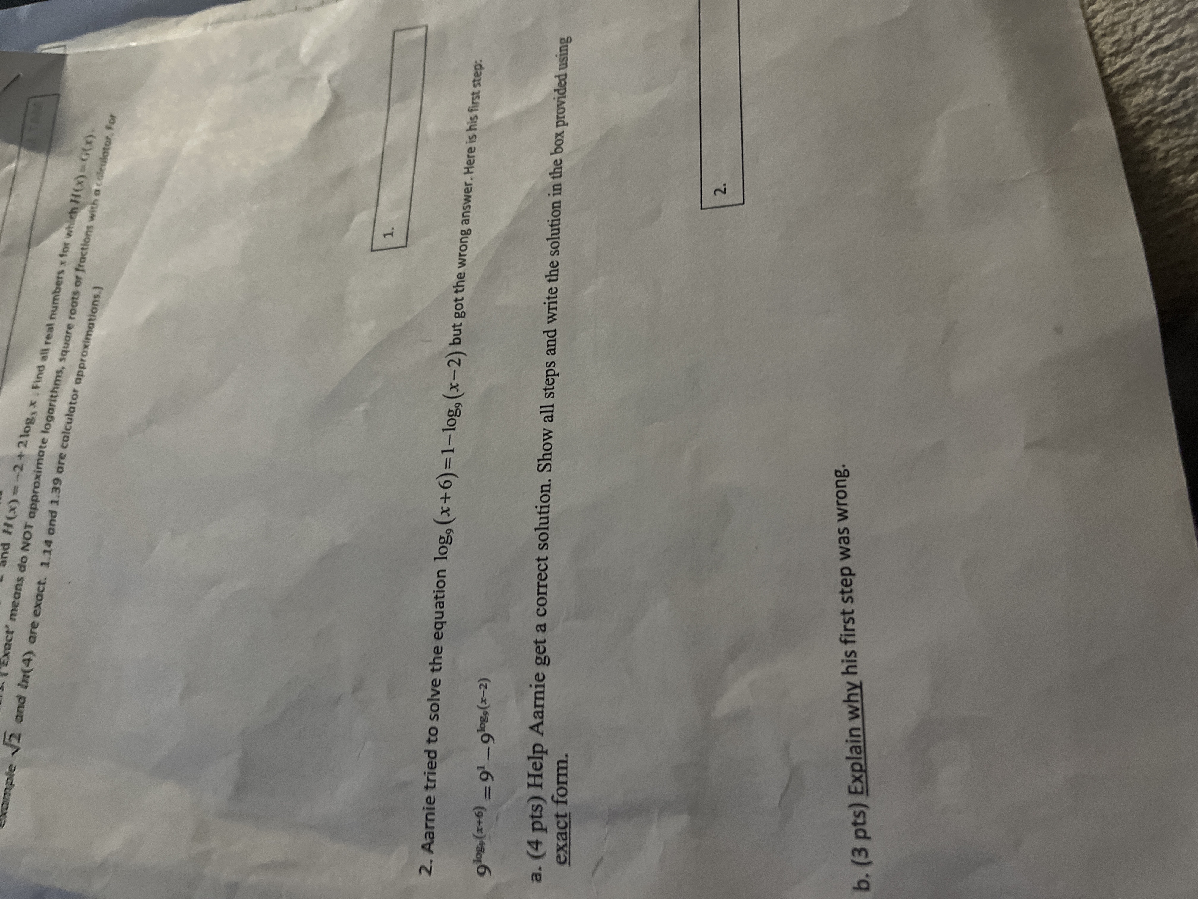 MAT 1210 . MAT 1340 LOGARITHM PROJECT Name: RADO