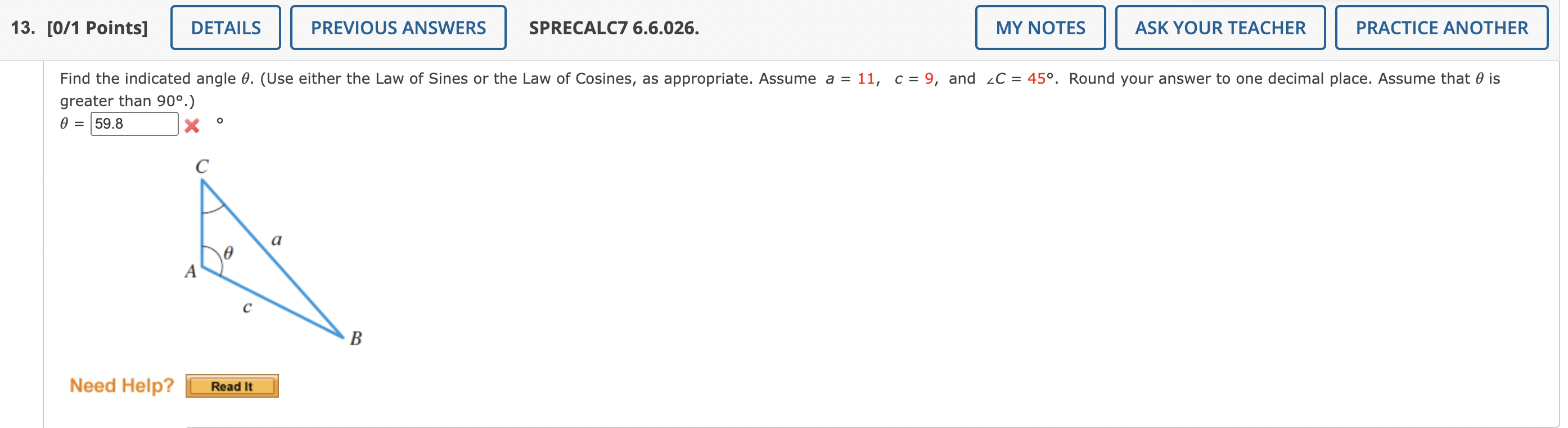 13. [0/1 Points] DETAILS PREVIOUS ANSWERS