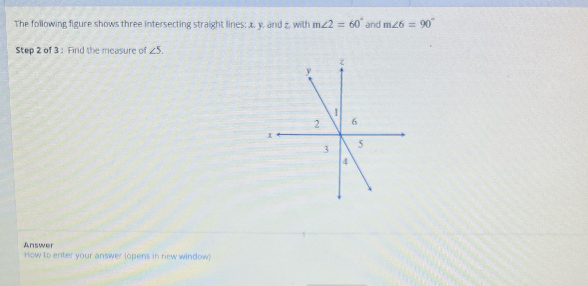 The following figure shows three intersecting