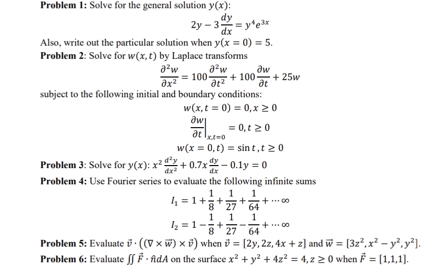 Problem 1: Solve for the general solution y (x):