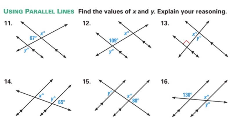 Answer 11 to 16 USING PARALLEL LINES Find the