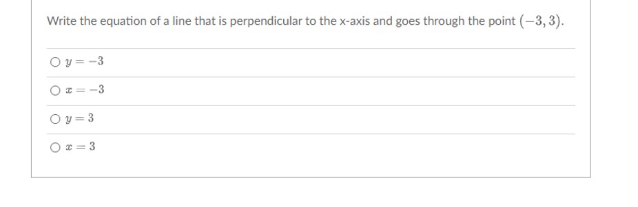 Which equation is parallel to the x-axis and goes