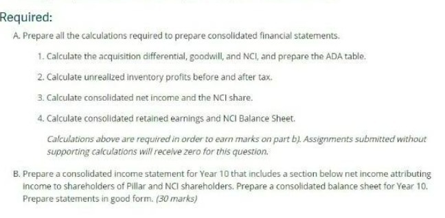 Required: A. Prepare all the calculations