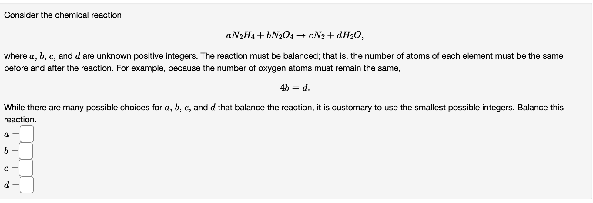 Consider the chemical reaction Consider the