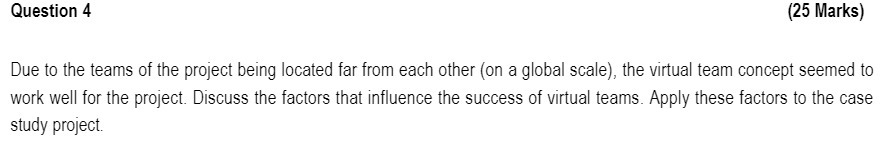 Question 4 (25 Marks) Due to the teams of the