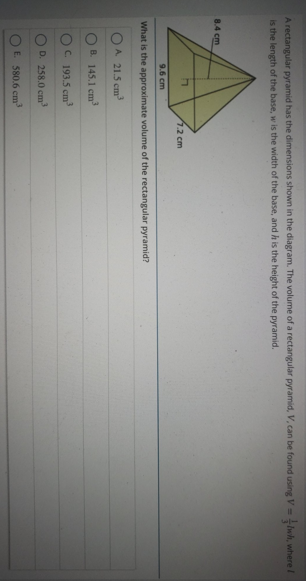 I need the answer please A rectangular pyramid