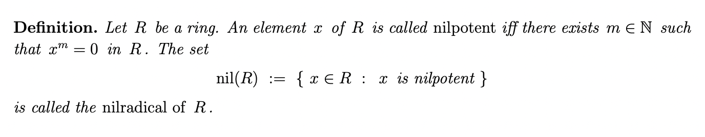 Let R be a ring. (a) Show that nil(R) is an ideal