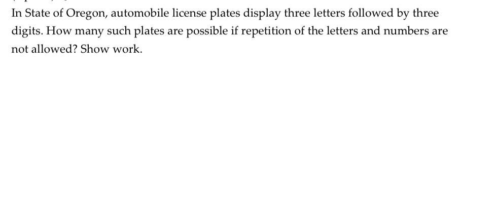 In State of Oregon, automobile license plates