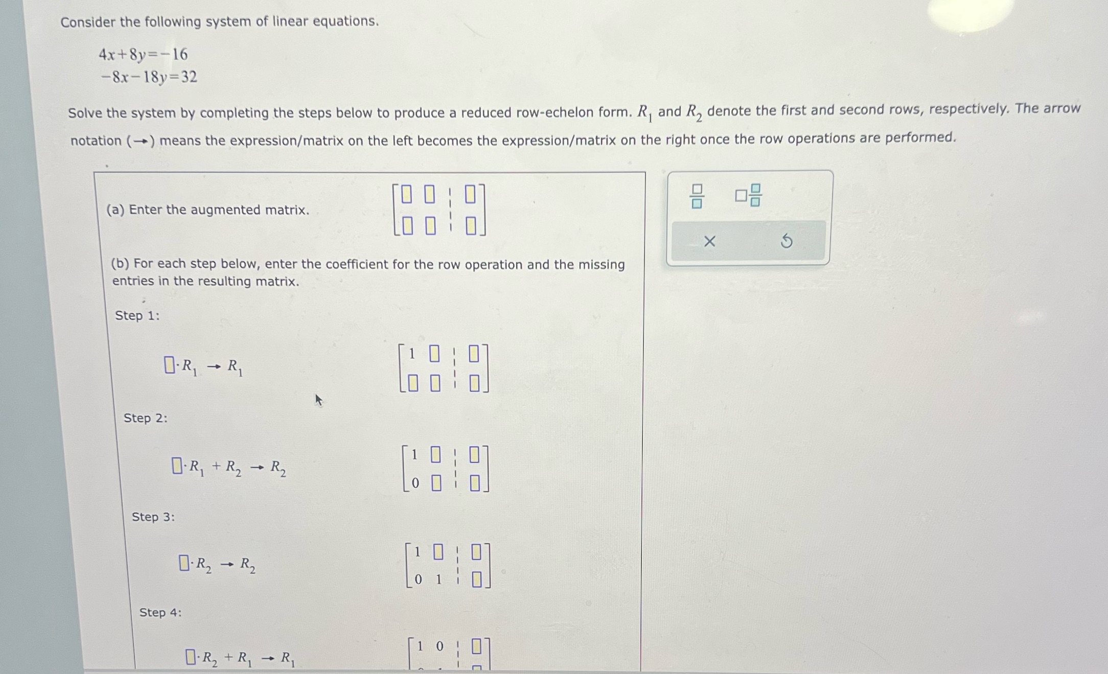 Consider the following system of linear